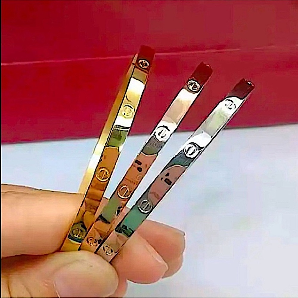Rose Gold Bangle Bracelet without Stones Thin Version - Picture 3 of 6